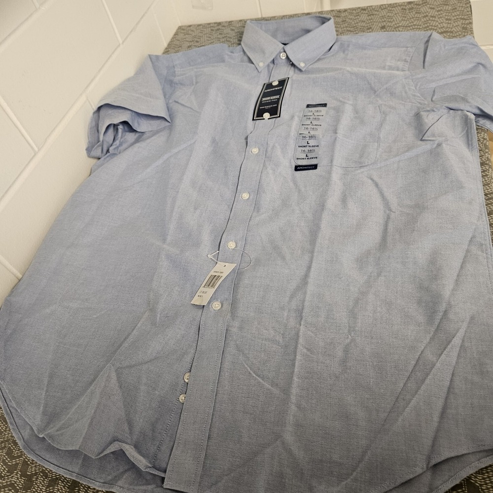 Architect Shirt‎ Mens Large Blue Short Sleeve Cotton Normcore